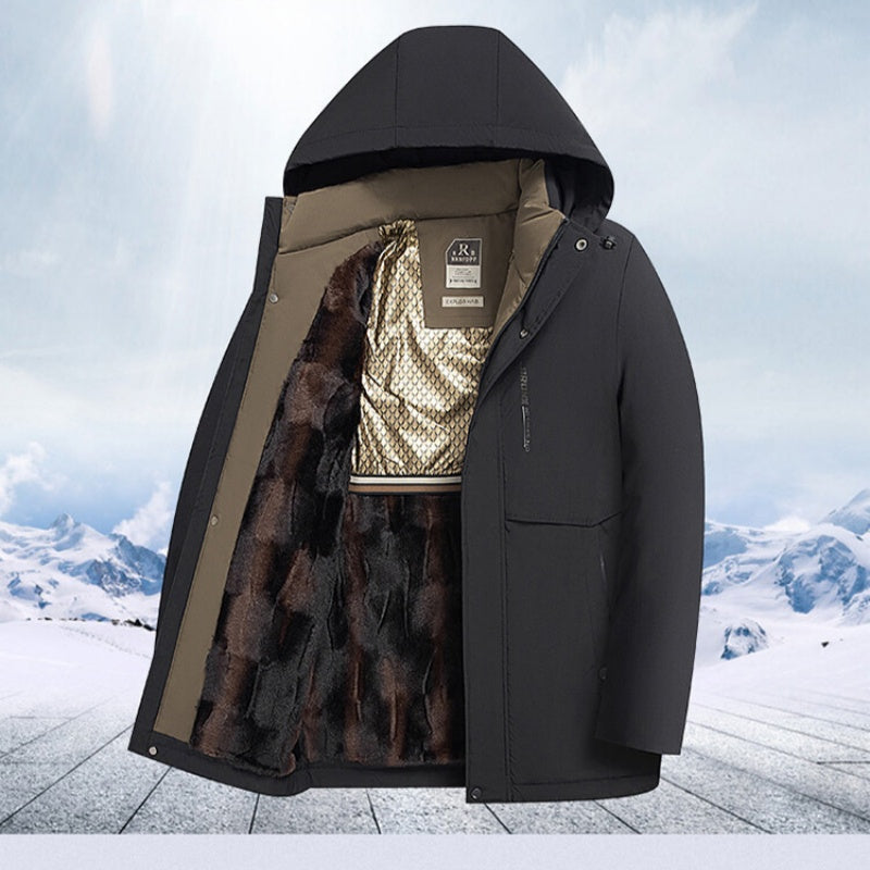 Manteau D’hiver Homme Chaud – Parka Polaire Doublé, Coupe-vent, Avec Capuche, Tailles M à XXL