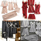 Ensemble 5 pièces de pyjama sexy en soie glacée de luxe