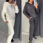 🍂vente saisonnière❄️Sweat-shirt à capuche et pantalon de jogging à revers pour femme (ensemble 2 pièces)