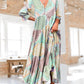 Robe Imprimée à Blocs de Couleur avec Manches 3/4
