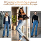 jean évasé taille haute en stretch