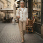 🔥Ensemble décontracté pour femme avec haut à col en V et pantalon taille haute