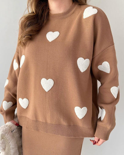 ❤️ Costume deux pièces décontracté en tricot fendu