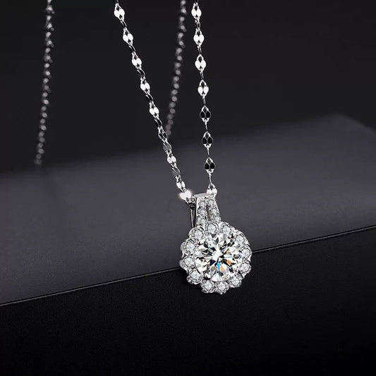 🔥 49% OFF 💕 S925 Sterling Silver Moissanite Sunflower Pendant Necklace