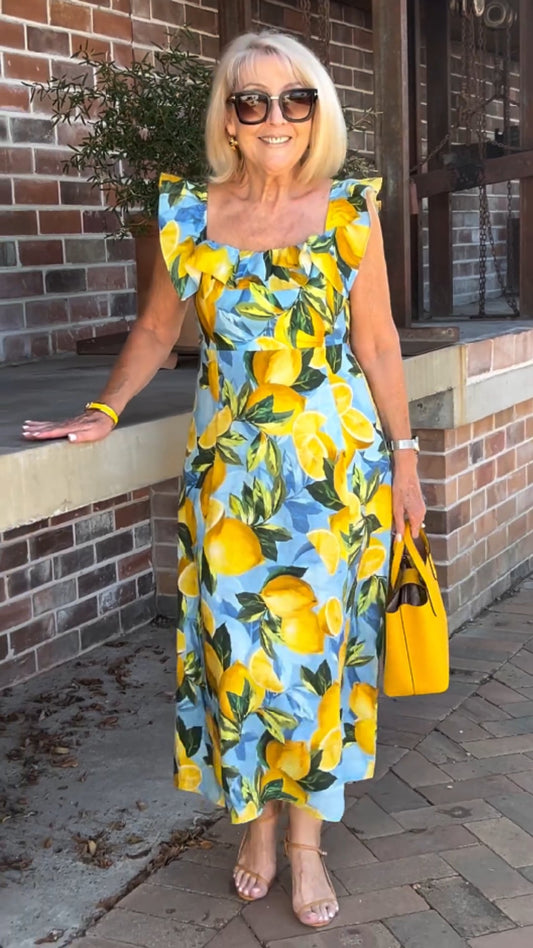 💥Summer sale-49% OFF🍋Plus Size Lemon Printing Tunic Dress