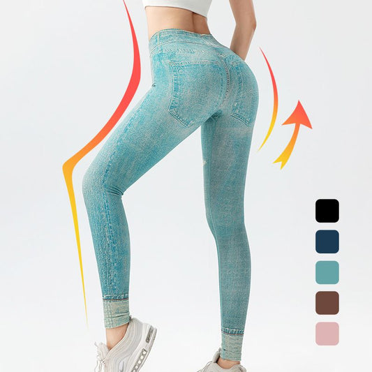 💥Compre dos y utilice el código de descuento: DAD15💥Leggings en denim extensible de fitness pour femmes Pantalon d'haltérophilie