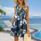 👗Mini Robe Imprimée sans Manches avec Poches pour Femmes