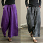Pantalon Vintage Rayé à Jambe Large pour Femmes