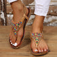 Sandales Plates Bohèmes Chics avec Perles Colorées pour Femmes