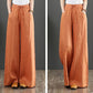 Pantalon taille haute simple en coton et lin pour femmes, jambes larges