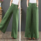 Pantalon taille haute simple en coton et lin pour femmes, jambes larges