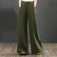 Pantalon taille haute simple en coton et lin pour femmes, jambes larges
