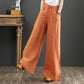 Pantalon taille haute simple en coton et lin pour femmes, jambes larges