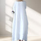 Robe Simple et Ample en Coton et Lin avec Poches pour Femme