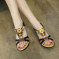 Sandales Compensées de Boho Vintage avec Perles pour Femmes