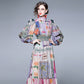 Robes Imprimées Vintage à Manches Longues pour Femmes