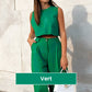 Ensemble de Mode Estivale pour Femmes : Haut sans Manches et Pantalon à Jambes Larges