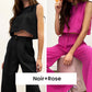 Ensemble de Mode Estivale pour Femmes : Haut sans Manches et Pantalon à Jambes Larges