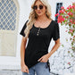 Top manches courtes boutonné à col en U pour femmes