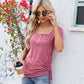 Top manches courtes boutonné à col en U pour femmes