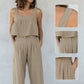 Ensemble 2 pièces débardeur sans manches à col carré et pantalon large