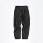 Pantalon Décontracté en Lin et Coton à Boutons et Coupe Lâche en Couleur Unie