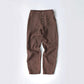 Pantalon Décontracté en Lin et Coton à Boutons et Coupe Lâche en Couleur Unie