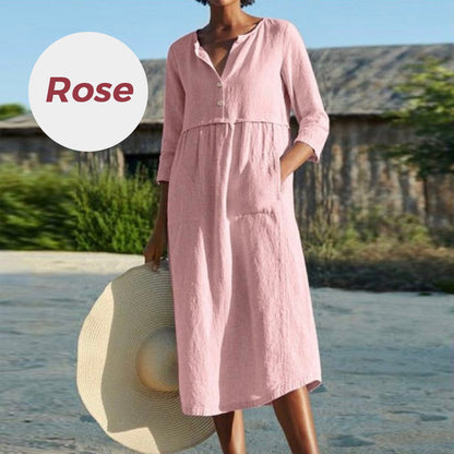 Robe Décontractée de Couleur Unie pour Les Femmes de Taille Supérieure