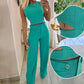 Ensemble deux pièces pour femmes: ensemble haut sans manches + pantalon de couleur unie