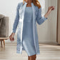 Ensemble deux pièces - cardigan long en dentelle déboutonné et robe