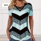 T-shirt à Manches Courtes et Encolure en V à Blocs de Couleur pour Femmes