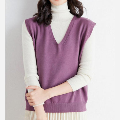 Gilet en tricot ultra-doux à col en V pour femme