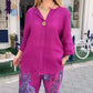 💖2 pièces chemise à manches longues et pantalon ample ensemble pour les femmes avec des imprimés décontractés✨