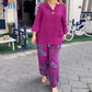 💖2 pièces chemise à manches longues et pantalon ample ensemble pour les femmes avec des imprimés décontractés✨
