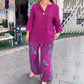 💖2 pièces chemise à manches longues et pantalon ample ensemble pour les femmes avec des imprimés décontractés✨