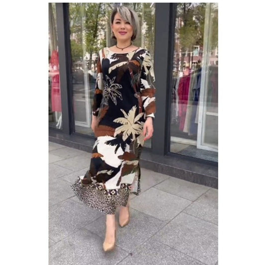 💕Vente chaude 2024💕Robe à col rond et ourlet irrégulier à imprimé floral