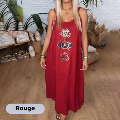 Robe longue sans manches à imprimé graphique pour femmes