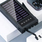 Batterie externe solaire portable 10000 mAh avec câble intégré et lumière LED