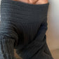 Pull surdimensionné à épaules dénudées pour femme