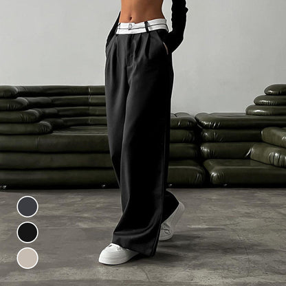 Pantalon large taille haute pour femme