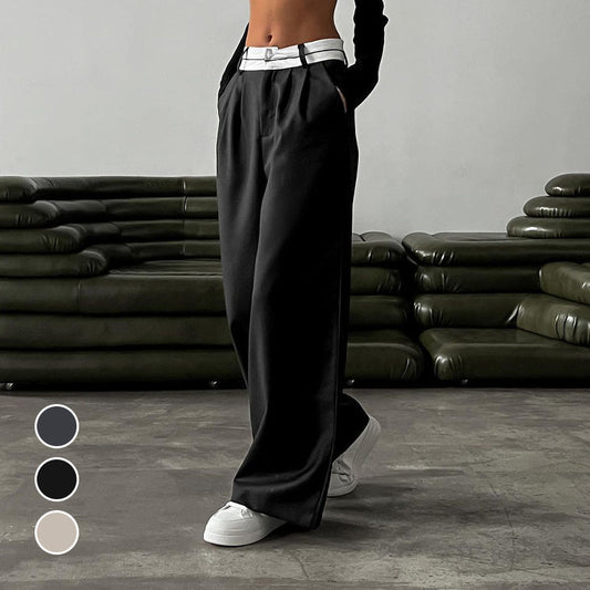 Pantalon large taille haute pour femme