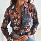 Chemise à revers imprimée multicolore à la mode pour femme