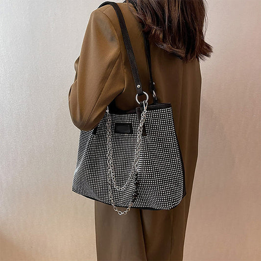 Sac à bandoulière glamour à strass pour femme