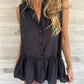 Chemise boutonnée décontractée pour femme, ample et de couleur unie