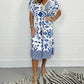 ✨Robe décontractée imprimée avec col en V et manches courtes à franges