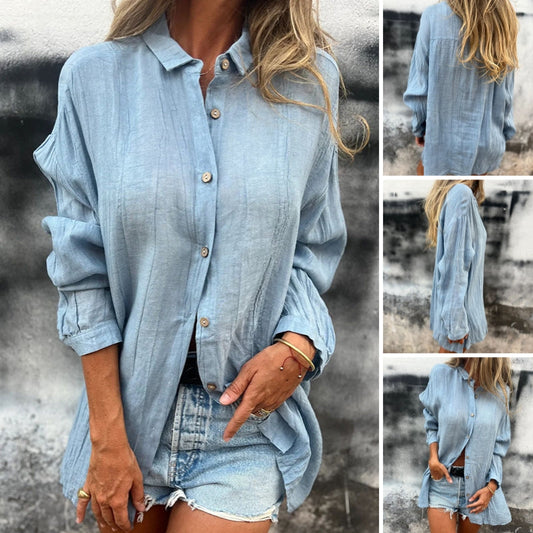 💖 Vente limitée 💖 Chemise boutonnée surdimensionnée en lin pour femme