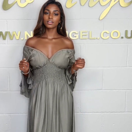 💕Nouveau printemps💕Robe fluide à volants et taille haute pour femme