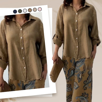 Damenmode Lockeres Cardigan-Shirt & Hose mit hoher Taille Zweiteiliges Set