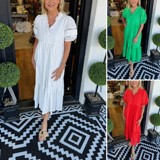 🌸Elégante robe pour femme avec décolleté en V et manches bouffantes🌈