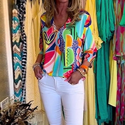 Haut décontracté et tendance à col en V pour femmes